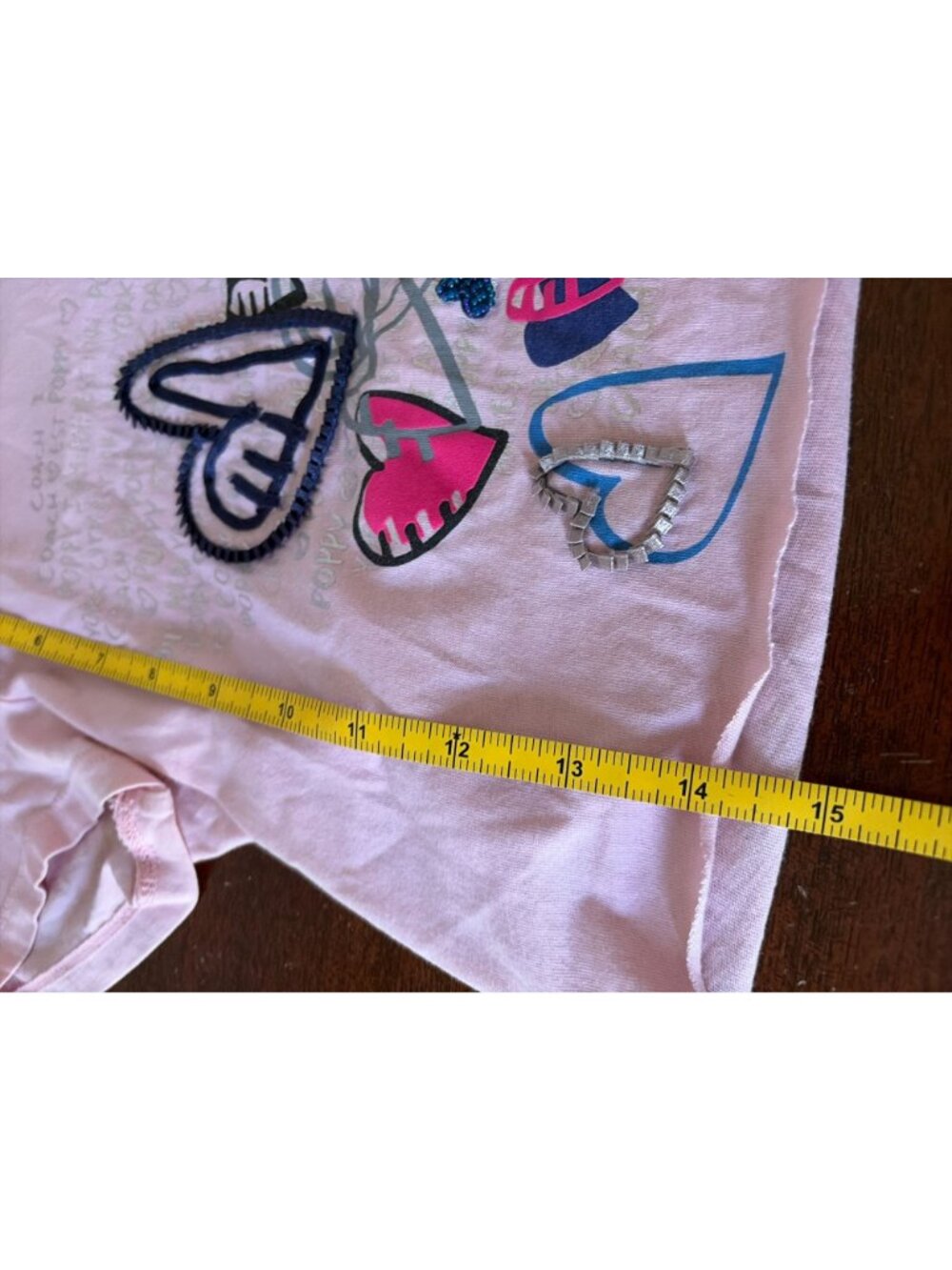 Vintage Coach Poppy Pink Heart Graphic Crop T-Shirt Womens S Rare Y2K Graffiti - Picture 11 of 14
